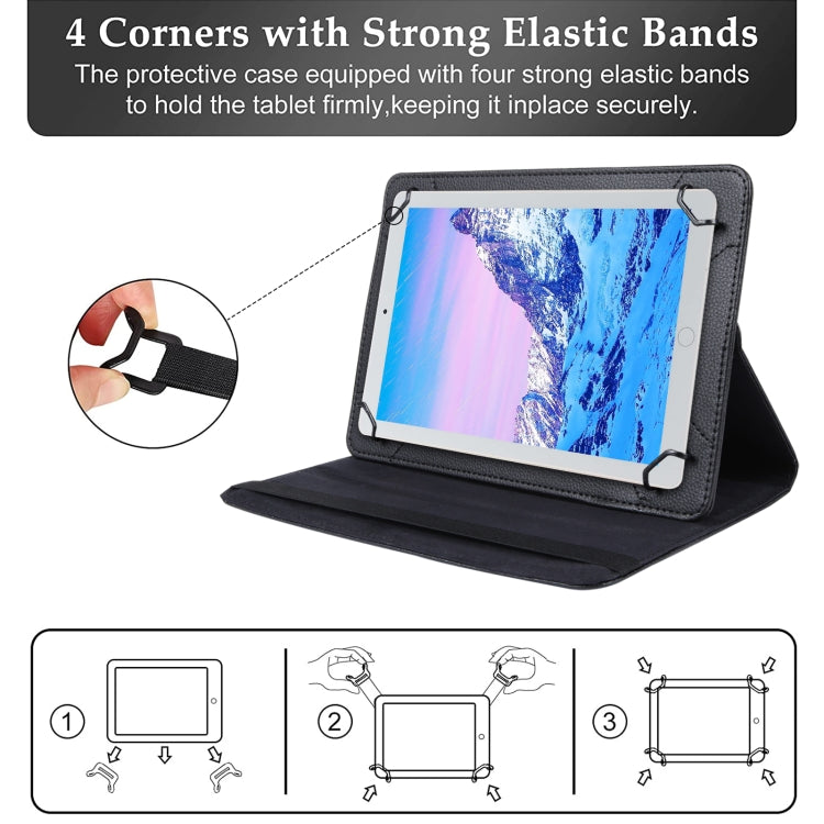 For 10 inch Tablet 360 Degree Rotation Litchi Texture Flip Leather Tablet Case(Black) - 10 - 11 inch by buy2fix | Online Shopping UK | buy2fix