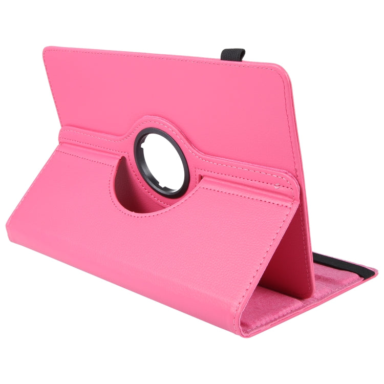 For 10 inch Tablet 360 Degree Rotation Litchi Texture Flip Leather Tablet Case(Rose Red) - 10 - 11 inch by buy2fix | Online Shopping UK | buy2fix