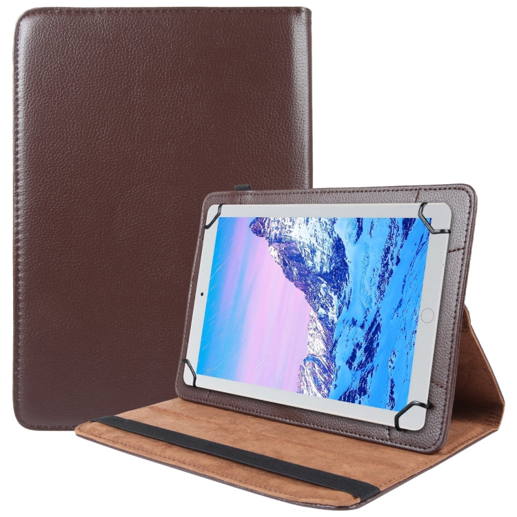 For 10 inch Tablet 360 Degree Rotation Litchi Texture Flip Leather Tablet Case(Brown) - 10 - 11 inch by buy2fix | Online Shopping UK | buy2fix
