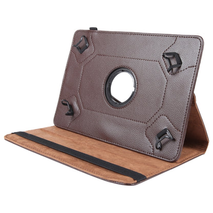 For 10 inch Tablet 360 Degree Rotation Litchi Texture Flip Leather Tablet Case(Brown) - 10 - 11 inch by buy2fix | Online Shopping UK | buy2fix