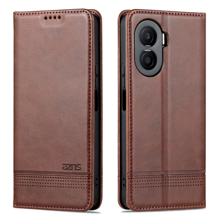 For Honor X40i AZNS Magnetic Calf Texture Flip Leather Phone Case(Dark Brown) - Honor Cases by AZNS | Online Shopping UK | buy2fix