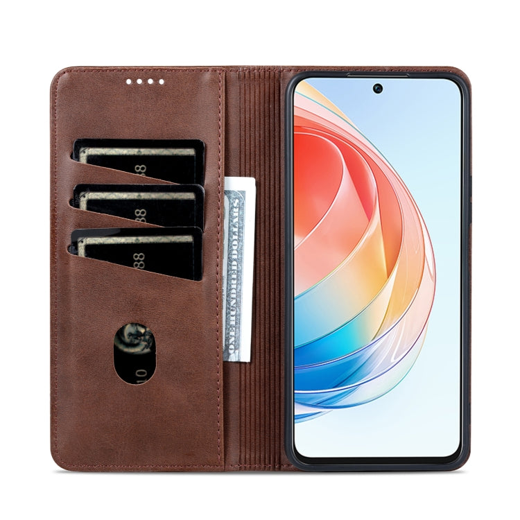For Honor X40i AZNS Magnetic Calf Texture Flip Leather Phone Case(Dark Brown) - Honor Cases by AZNS | Online Shopping UK | buy2fix