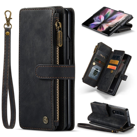 For Samsung Galaxy Z Fold4 5G CaseMe C30 Multifunctional Card Slots Zipper Phone Leather Phone Case(Black) - Galaxy Z Fold4 5G Cases by CaseMe | Online Shopping UK | buy2fix
