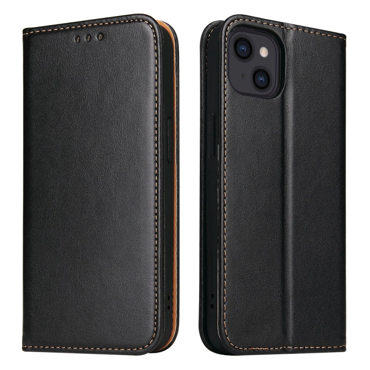 For iPhone 14 Fierre Shann PU Genuine Leather Texture Leather Phone Case (Black) - iPhone 14 Cases by FIERRE SHANN | Online Shopping UK | buy2fix