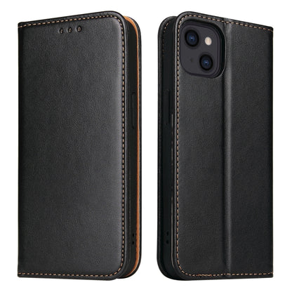 For iPhone 14 Fierre Shann PU Genuine Leather Texture Leather Phone Case (Black) - iPhone 14 Cases by FIERRE SHANN | Online Shopping UK | buy2fix