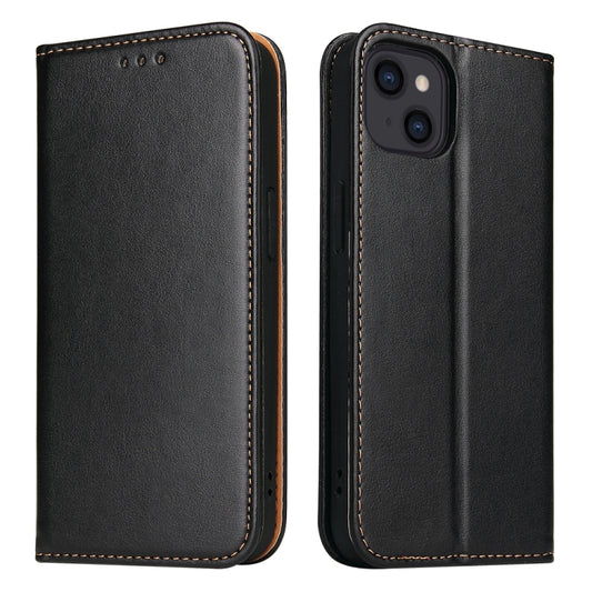 For iPhone 14 Fierre Shann PU Genuine Leather Texture Leather Phone Case (Black) - iPhone 14 Cases by FIERRE SHANN | Online Shopping UK | buy2fix