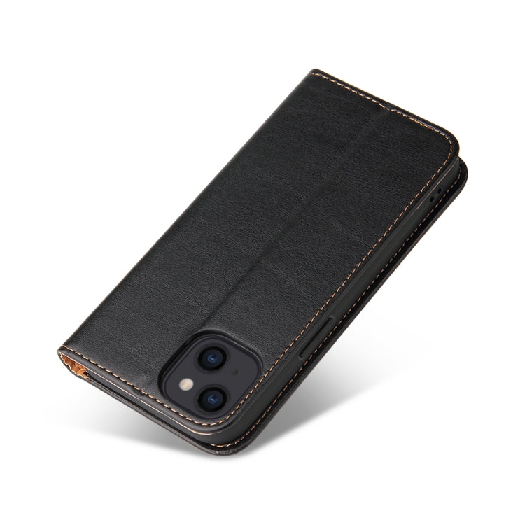 For iPhone 14 Fierre Shann PU Genuine Leather Texture Leather Phone Case (Black) - iPhone 14 Cases by FIERRE SHANN | Online Shopping UK | buy2fix