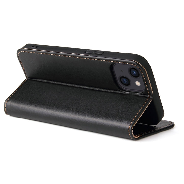 For iPhone 14 Fierre Shann PU Genuine Leather Texture Leather Phone Case (Black) - iPhone 14 Cases by FIERRE SHANN | Online Shopping UK | buy2fix