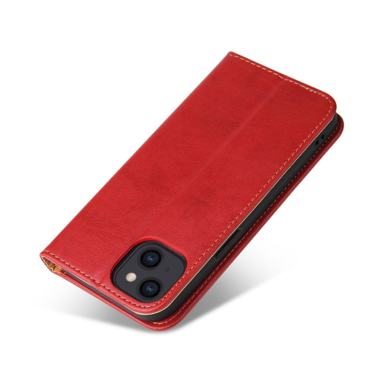 For iPhone 14 Fierre Shann PU Genuine Leather Texture Leather Phone Case (Red) - iPhone 14 Cases by FIERRE SHANN | Online Shopping UK | buy2fix