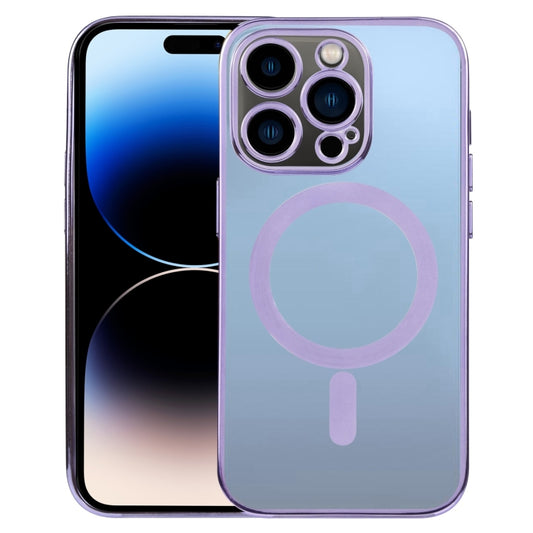 For iPhone 14 Pro MagSafe Electroplating Straight TPU Phone Case(Purple) - iPhone 14 Pro Cases by buy2fix | Online Shopping UK | buy2fix