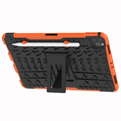 For iPad Pro 11 (2020) Tire Texture Shockproof TPU+PC Protective Tablet Case with Holder(Orange) - iPad Pro 11 (2020) Cases by buy2fix | Online Shopping UK | buy2fix