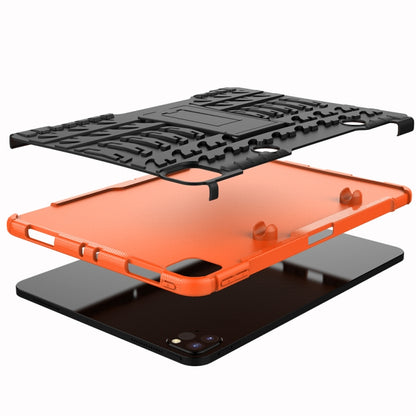 For iPad Pro 11 (2020) Tire Texture Shockproof TPU+PC Protective Tablet Case with Holder(Orange) - iPad Pro 11 (2020) Cases by buy2fix | Online Shopping UK | buy2fix