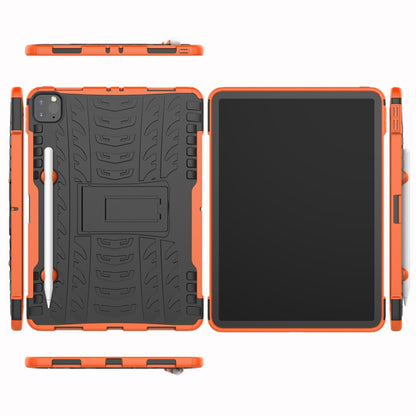 For iPad Pro 11 (2020) Tire Texture Shockproof TPU+PC Protective Tablet Case with Holder(Orange) - iPad Pro 11 (2020) Cases by buy2fix | Online Shopping UK | buy2fix