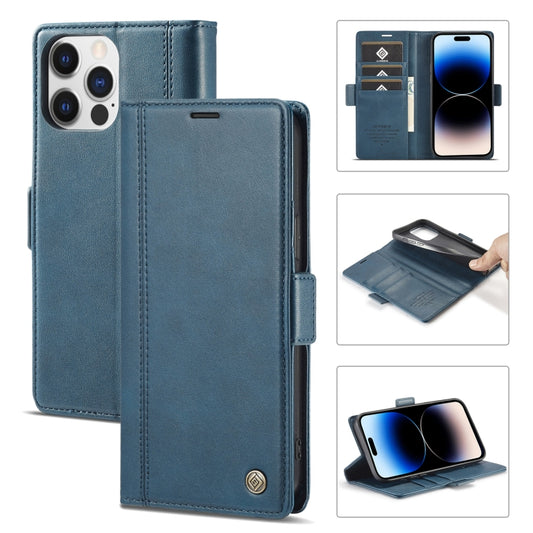 For iPhone 14 Pro LC.IMEEKE Magnetic Buckle Leather Phone Case(Blue) - iPhone 14 Pro Cases by LC.IMEEKE | Online Shopping UK | buy2fix