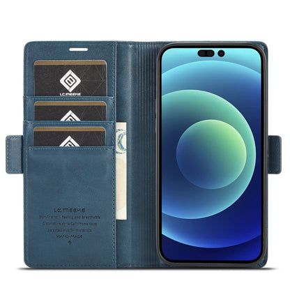 For iPhone 14 Pro LC.IMEEKE Magnetic Buckle Leather Phone Case(Blue) - iPhone 14 Pro Cases by LC.IMEEKE | Online Shopping UK | buy2fix