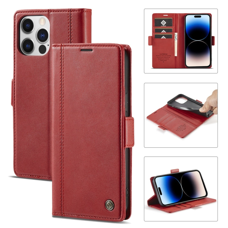 For iPhone 14 Pro LC.IMEEKE Magnetic Buckle Leather Phone Case(Red) - iPhone 14 Pro Cases by LC.IMEEKE | Online Shopping UK | buy2fix