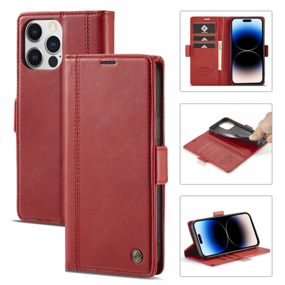 For iPhone 14 Pro LC.IMEEKE Magnetic Buckle Leather Phone Case(Red) - iPhone 14 Pro Cases by LC.IMEEKE | Online Shopping UK | buy2fix