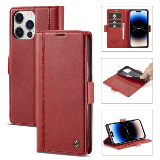 For iPhone 14 Pro LC.IMEEKE Magnetic Buckle Leather Phone Case(Red) - iPhone 14 Pro Cases by LC.IMEEKE | Online Shopping UK | buy2fix
