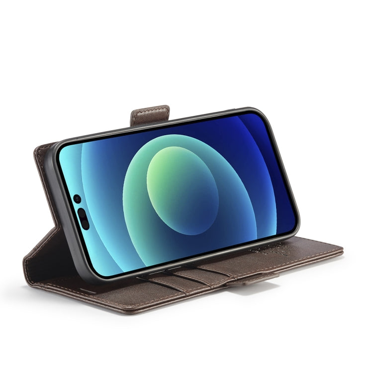 For iPhone 14 Plus LC.IMEEKE Magnetic Buckle Leather Phone Case (Coffee) - iPhone 14 Plus Cases by LC.IMEEKE | Online Shopping UK | buy2fix