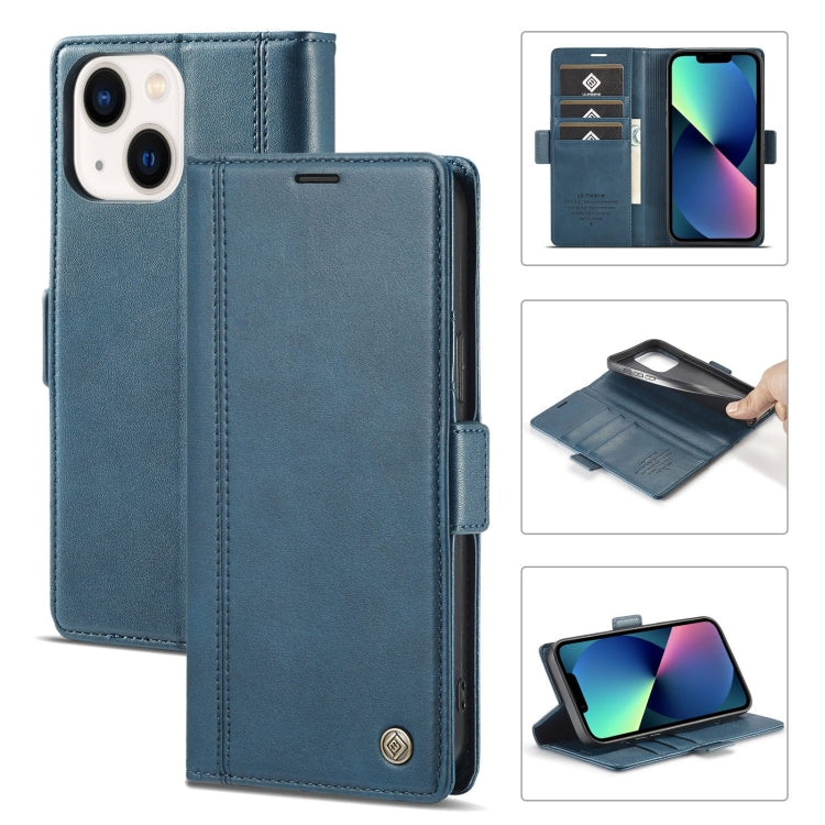 For iPhone 14 Plus LC.IMEEKE Magnetic Buckle Leather Phone Case (Blue) - iPhone 14 Plus Cases by LC.IMEEKE | Online Shopping UK | buy2fix