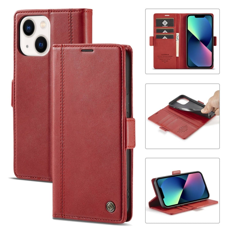 For iPhone 14 Plus LC.IMEEKE Magnetic Buckle Leather Phone Case (Red) - iPhone 14 Plus Cases by LC.IMEEKE | Online Shopping UK | buy2fix