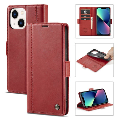 For iPhone 14 Plus LC.IMEEKE Magnetic Buckle Leather Phone Case (Red) - iPhone 14 Plus Cases by LC.IMEEKE | Online Shopping UK | buy2fix