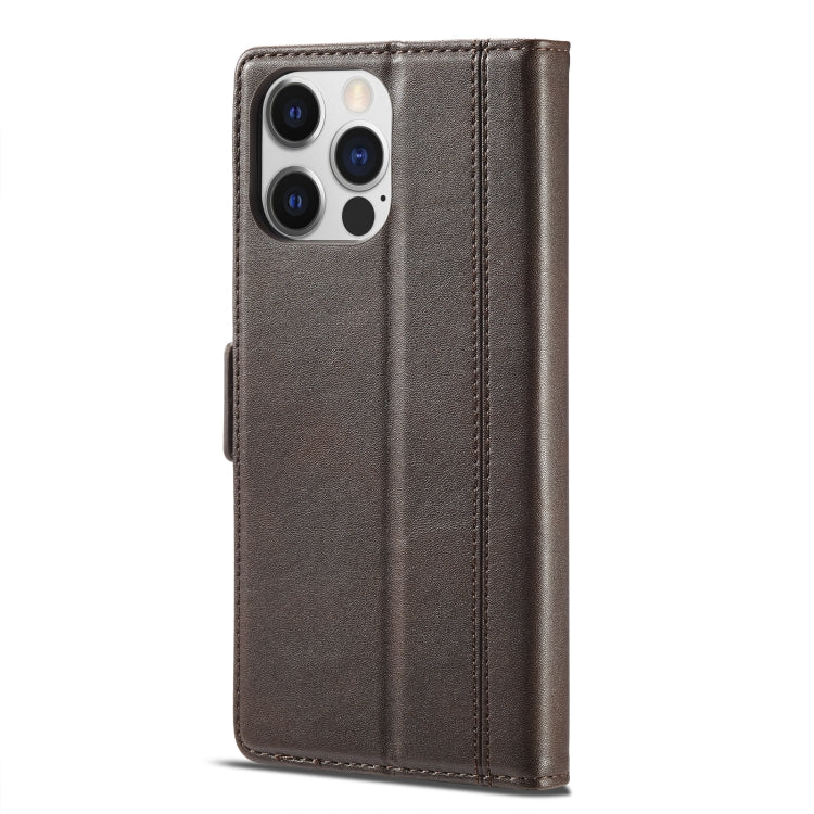 For iPhone 14 LC.IMEEKE Magnetic Buckle Leather Phone Case (Coffee) - iPhone 14 Cases by LC.IMEEKE | Online Shopping UK | buy2fix