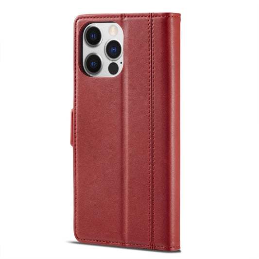 For iPhone 14 LC.IMEEKE Magnetic Buckle Leather Phone Case (Red) - iPhone 14 Cases by LC.IMEEKE | Online Shopping UK | buy2fix
