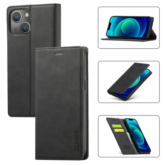 For iPhone 14 Plus LC.IMEEKE Strong Magnetic Leather Phone Case with Holder & Card Slots & Wallet (Black) - iPhone 14 Plus Cases by LC.IMEEKE | Online Shopping UK | buy2fix