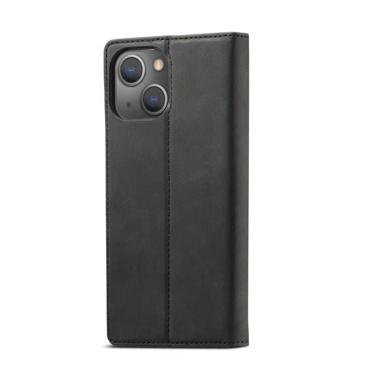 For iPhone 14 LC.IMEEKE Strong Magnetic Leather Phone Case with Holder & Card Slots & Wallet (Black) - iPhone 14 Cases by LC.IMEEKE | Online Shopping UK | buy2fix