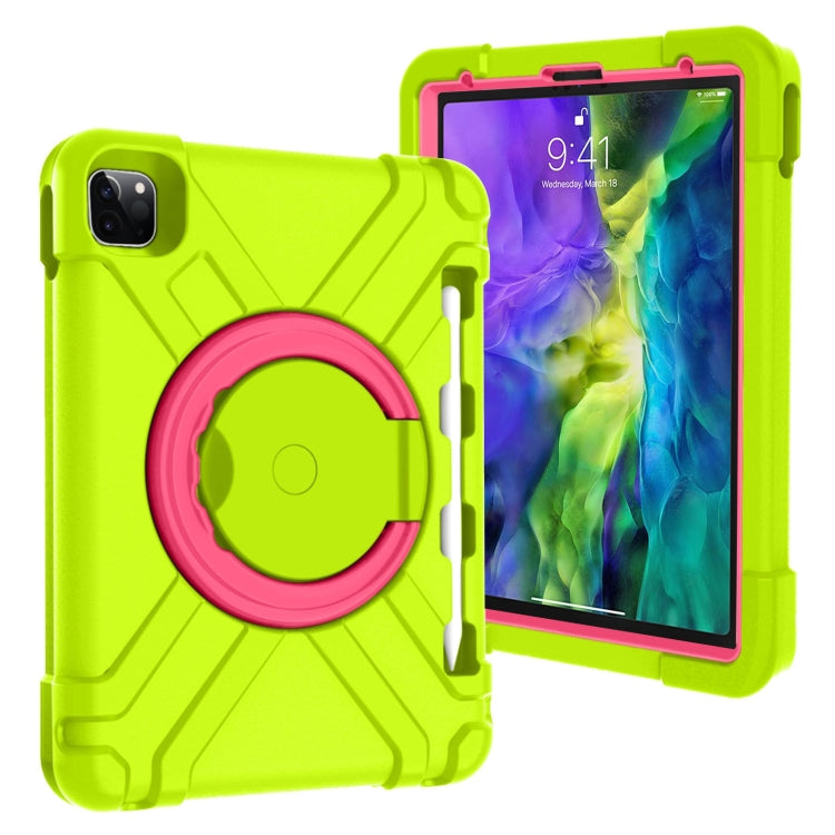 For iPad Pro 11 (2020) PC + Silicone Shockproof Combination Tablet Case with 360 Degree Rotating Holder & Handle(Grass Green+Rose Red) - iPad Pro 11 (2020) Cases by buy2fix | Online Shopping UK | buy2fix