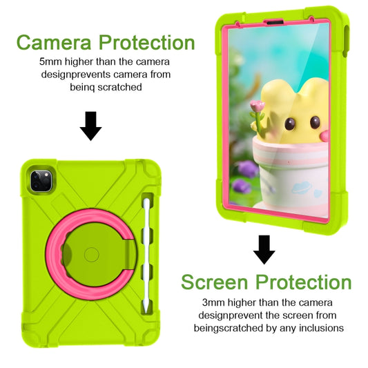 For iPad Pro 11 (2020) PC + Silicone Shockproof Combination Tablet Case with 360 Degree Rotating Holder & Handle(Grass Green+Rose Red) - iPad Pro 11 (2020) Cases by buy2fix | Online Shopping UK | buy2fix