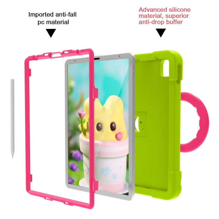 For iPad Pro 11 (2020) PC + Silicone Shockproof Combination Tablet Case with 360 Degree Rotating Holder & Handle(Grass Green+Rose Red) - iPad Pro 11 (2020) Cases by buy2fix | Online Shopping UK | buy2fix