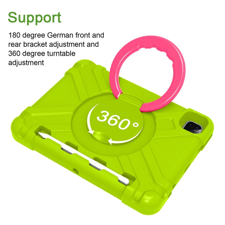 For iPad Pro 11 (2020) PC + Silicone Shockproof Combination Tablet Case with 360 Degree Rotating Holder & Handle(Grass Green+Rose Red) - iPad Pro 11 (2020) Cases by buy2fix | Online Shopping UK | buy2fix