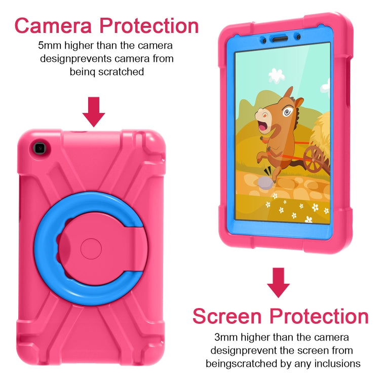 For Galaxy Tab A 8.0 (2019) T290 / T295 PC + Silicone Shockproof Combination Case with 360 Degree Rotating Holder & Handle(Rose Red+Blue) - Other Galaxy Tab PC by buy2fix | Online Shopping UK | buy2fix