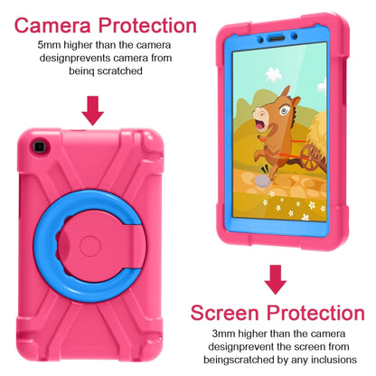 For Galaxy Tab A 8.0 (2019) T290 / T295 PC + Silicone Shockproof Combination Case with 360 Degree Rotating Holder & Handle(Rose Red+Blue) - Other Galaxy Tab PC by buy2fix | Online Shopping UK | buy2fix