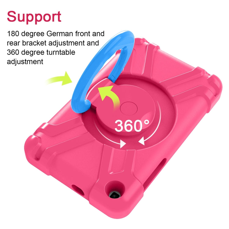For Galaxy Tab A 8.0 (2019) T290 / T295 PC + Silicone Shockproof Combination Case with 360 Degree Rotating Holder & Handle(Rose Red+Blue) - Other Galaxy Tab PC by buy2fix | Online Shopping UK | buy2fix