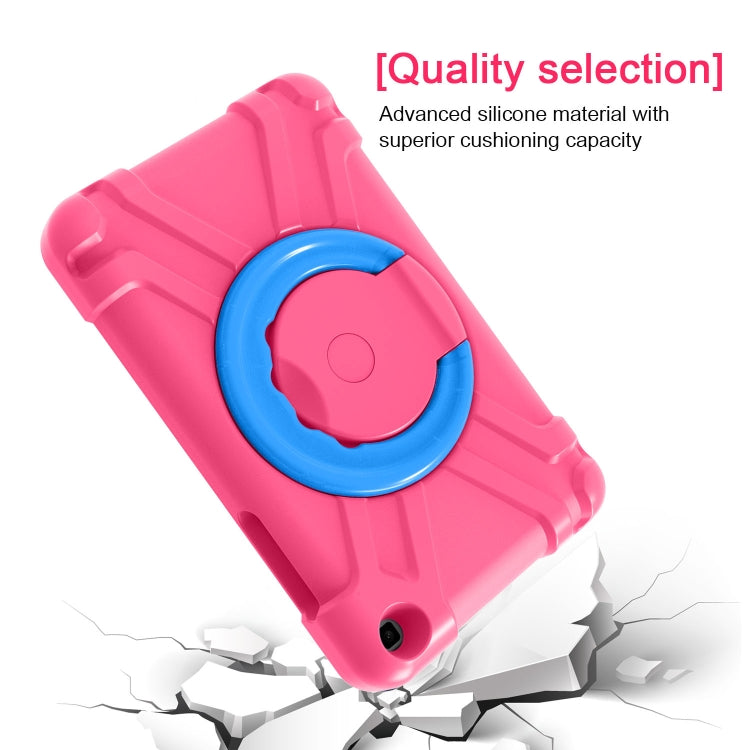 For Galaxy Tab A 8.0 (2019) T290 / T295 PC + Silicone Shockproof Combination Case with 360 Degree Rotating Holder & Handle(Rose Red+Blue) - Other Galaxy Tab PC by buy2fix | Online Shopping UK | buy2fix