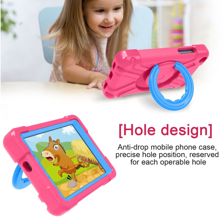 For Galaxy Tab A 8.0 (2019) T290 / T295 PC + Silicone Shockproof Combination Case with 360 Degree Rotating Holder & Handle(Rose Red+Blue) - Other Galaxy Tab PC by buy2fix | Online Shopping UK | buy2fix
