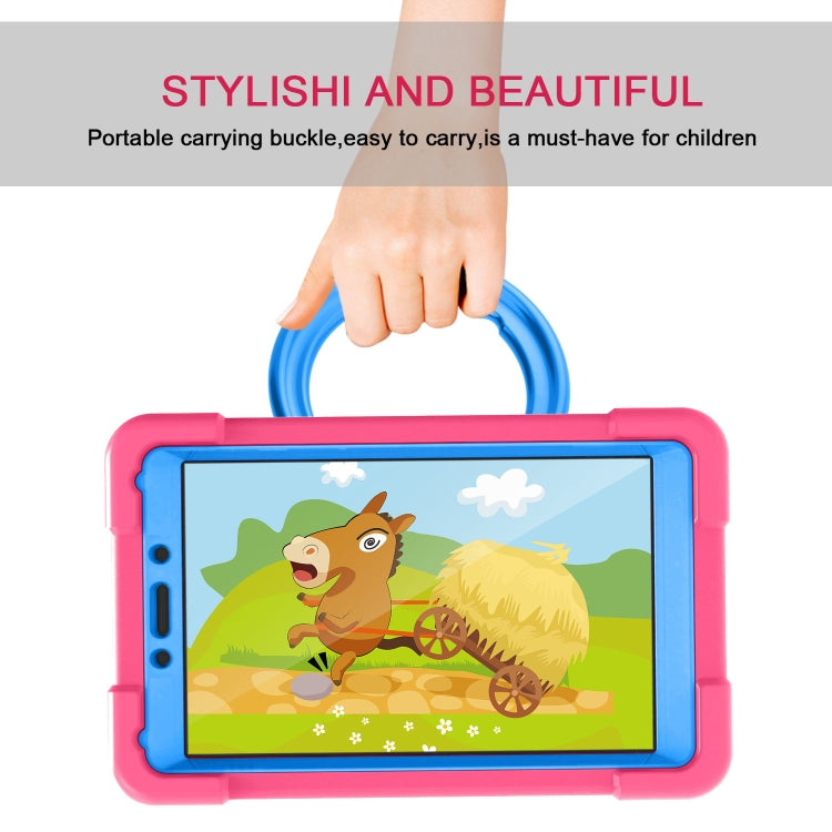 For Galaxy Tab A 8.0 (2019) T290 / T295 PC + Silicone Shockproof Combination Case with 360 Degree Rotating Holder & Handle(Rose Red+Blue) - Other Galaxy Tab PC by buy2fix | Online Shopping UK | buy2fix
