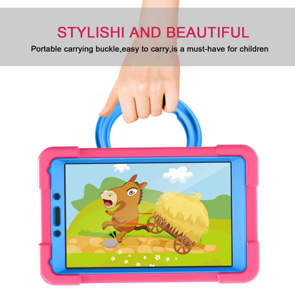 For Galaxy Tab A 8.0 (2019) T290 / T295 PC + Silicone Shockproof Combination Case with 360 Degree Rotating Holder & Handle(Rose Red+Blue) - Other Galaxy Tab PC by buy2fix | Online Shopping UK | buy2fix