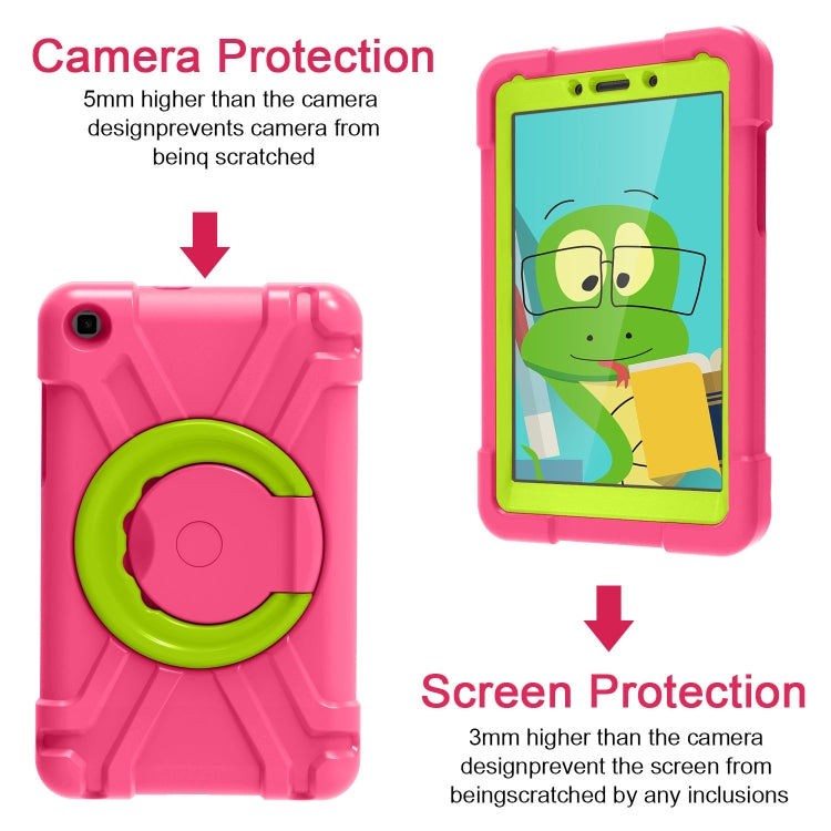 For Galaxy Tab A 8.0 (2019) T290 / T295 PC + Silicone Shockproof Combination Case with 360 Degree Rotating Holder & Handle(Rose Red+Grass Green) - Other Galaxy Tab PC by buy2fix | Online Shopping UK | buy2fix