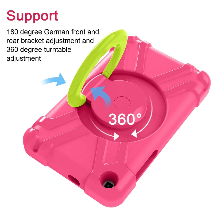 For Galaxy Tab A 8.0 (2019) T290 / T295 PC + Silicone Shockproof Combination Case with 360 Degree Rotating Holder & Handle(Rose Red+Grass Green) - Other Galaxy Tab PC by buy2fix | Online Shopping UK | buy2fix