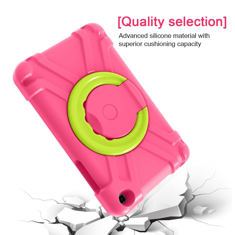 For Galaxy Tab A 8.0 (2019) T290 / T295 PC + Silicone Shockproof Combination Case with 360 Degree Rotating Holder & Handle(Rose Red+Grass Green) - Other Galaxy Tab PC by buy2fix | Online Shopping UK | buy2fix