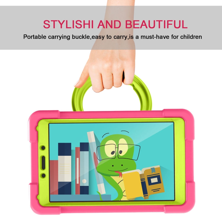 For Galaxy Tab A 8.0 (2019) T290 / T295 PC + Silicone Shockproof Combination Case with 360 Degree Rotating Holder & Handle(Rose Red+Grass Green) - Other Galaxy Tab PC by buy2fix | Online Shopping UK | buy2fix