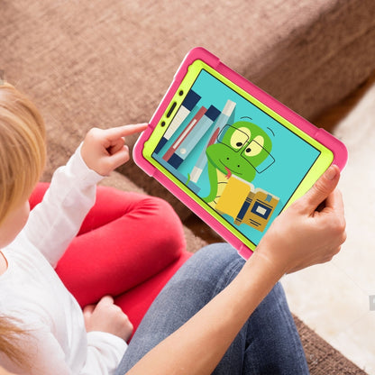 For Galaxy Tab A 8.0 (2019) T290 / T295 PC + Silicone Shockproof Combination Case with 360 Degree Rotating Holder & Handle(Rose Red+Grass Green) - Other Galaxy Tab PC by buy2fix | Online Shopping UK | buy2fix