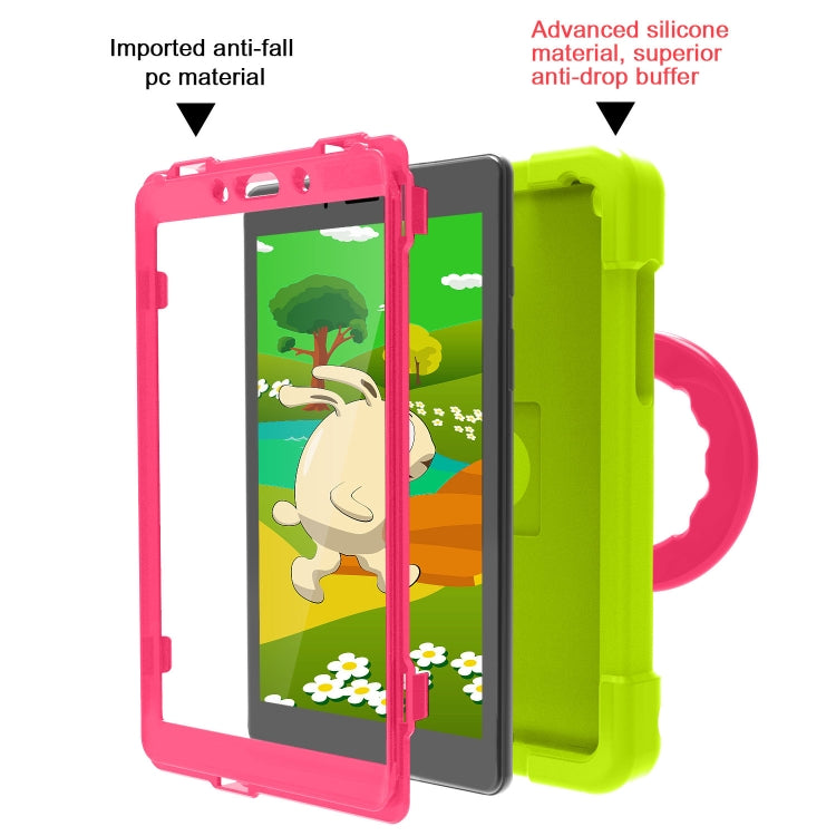 For Galaxy Tab A 8.0 (2019) T290 / T295 PC + Silicone Shockproof Combination Case with 360 Degree Rotating Holder & Handle(Grass Green+Rose Red) - Other Galaxy Tab PC by buy2fix | Online Shopping UK | buy2fix