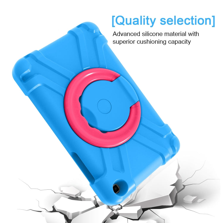 For Galaxy Tab A 8.0 (2019) T290 / T295 PC + Silicone Shockproof Combination Case with 360 Degree Rotating Holder & Handle(Blue+Rose Red) - Other Galaxy Tab PC by buy2fix | Online Shopping UK | buy2fix