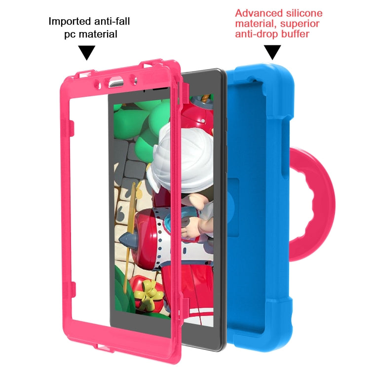 For Galaxy Tab A 8.0 (2019) T290 / T295 PC + Silicone Shockproof Combination Case with 360 Degree Rotating Holder & Handle(Blue+Rose Red) - Other Galaxy Tab PC by buy2fix | Online Shopping UK | buy2fix