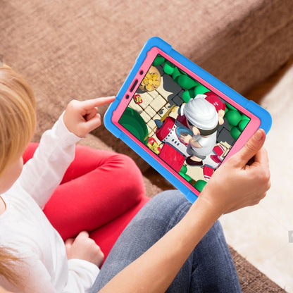 For Galaxy Tab A 8.0 (2019) T290 / T295 PC + Silicone Shockproof Combination Case with 360 Degree Rotating Holder & Handle(Blue+Rose Red) - Other Galaxy Tab PC by buy2fix | Online Shopping UK | buy2fix